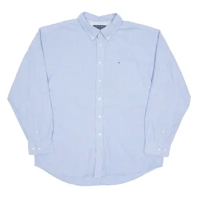 TOMMY HILFIGER Mens Plain Shirt Blue Long Sleeve 2XL