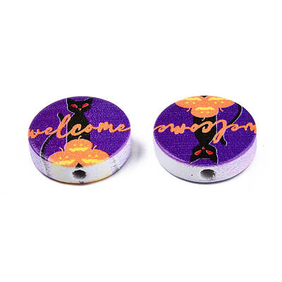 Halloween Printed Natural Wood Beads