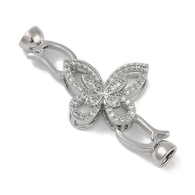 Brass Micro Pave Clear Cubic Zirconia Fold Over Clasps