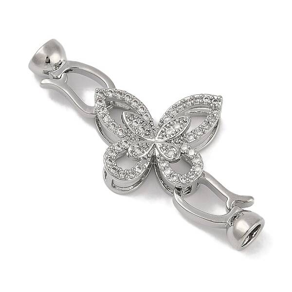 Brass Micro Pave Clear Cubic Zirconia Fold Over Clasps