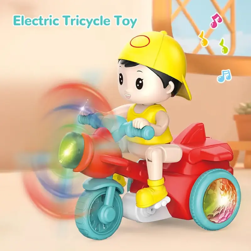 Cool Interactive Electric Tricycle Musical Stunt Toy, Sound Toys for Kids, Colorful Rotating Light and Sensor Toys, Best Gift...