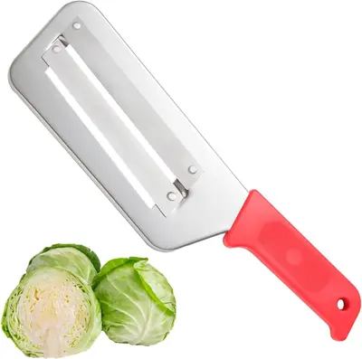 Stainless Steel Cabbage Shredder for Coleslaw & Sauerkraut, Ergonomic Lettuce Chopper with Silicone Handle, Easy to Clean Kit...