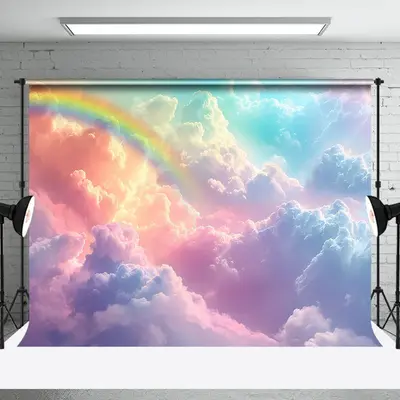 Clouds Colorful Rainbow Natural Scenery Backdrop
