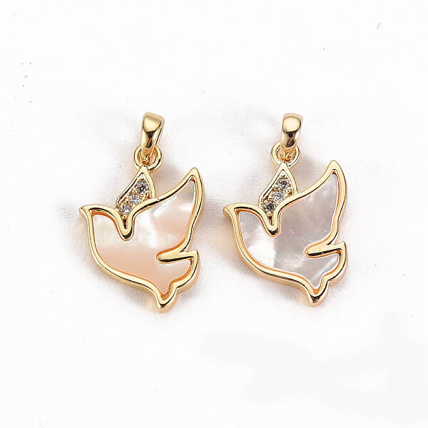 Brass Micro Pave Clear Cubic Zirconia Charms
