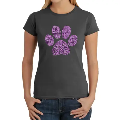 XOXO Dog Paw - Women's Word Art T-Shirt - Large - Red