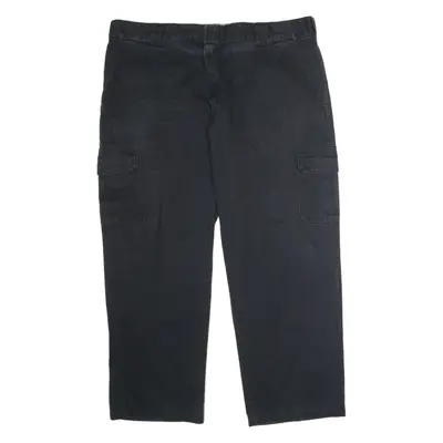 DICKIES Workwear Cargo Mens Twill Trousers Black Relaxed Straight W42 L30