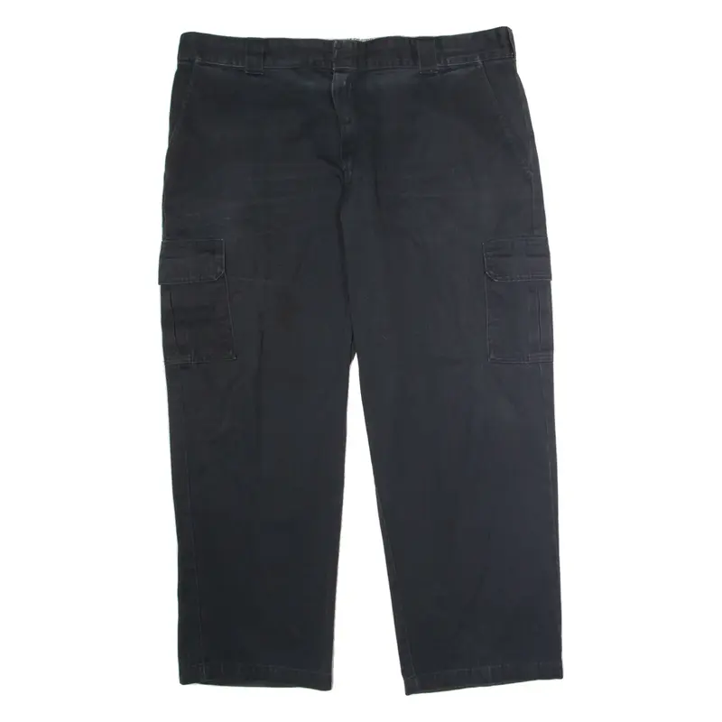 DICKIES Workwear Cargo Mens Twill Trousers Black Relaxed Straight W42 L30