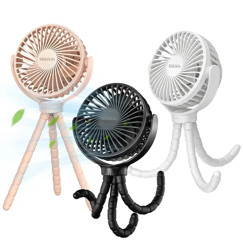 (Back To School) Cute Octopus Design Handheld Fan With Flexible Tripod, 2500mAh USB Rechargeable Fan For Baby Stroller,3Leg S...