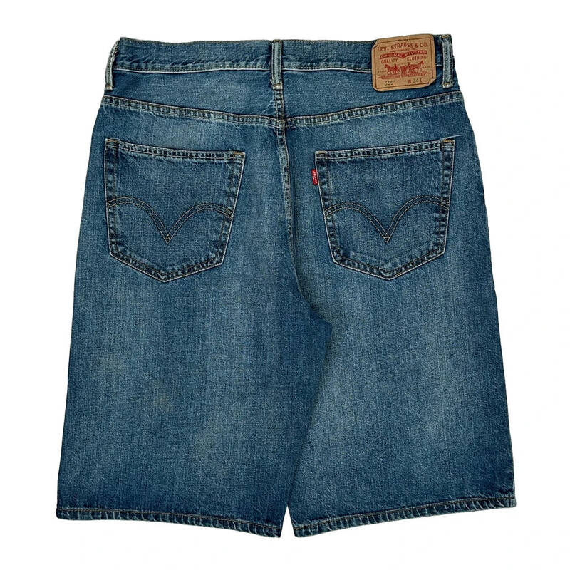 569 Levis Baggy Denim Shorts - 34W 11L Blue Cotton