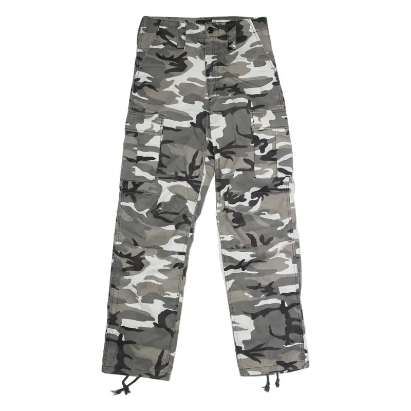 P.G. WING Camouflage Cargo Mens Trousers Grey Regular Straight W30 L32