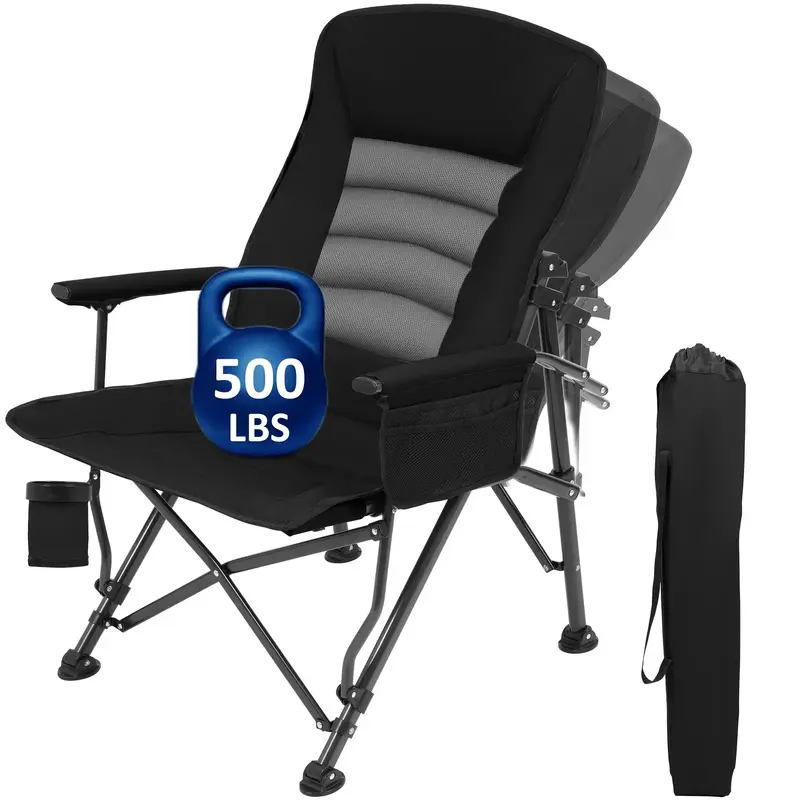 LingRong XL Oversized CampingChairs for Adults Heavy Duty 500lbs Weight Capacity,Outdoor Sports  Lawn Chairs High  Back Big S...