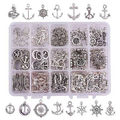 Tibetan Silver Anchor & Helm Pendants