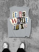 Men's Letter & Figure Print Tank Top, Regular Fit Casual Sleeveless Graphic Top for Summer, Men's Top for Daily Wear, Socks