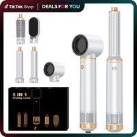 ATOPSKINS 5 in 1 Detachable Blow Dryer Brush Set,Negative lonic Hot Air Brush,Hair Styling Tool, Round Hot Air Straightener B...