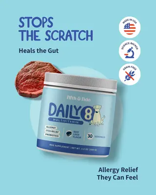 Dog Allergy Itch Relief Supplement - Probiotic for Dogs Itchy Skin - Allergy Relief for Dogs - Dog Vitamin Supplement - Itch ...