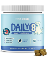 Daily 8 Multivitamin for Dogs - Probiotic for Dogs Itchy Skin - Allergy Chews for Dogs - 120 Chicken Flavor Chews with Salmon...