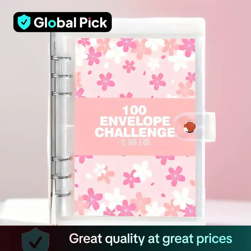 Money Saving Challenge Binder, 1 Count Money Saving Budget Binder with Cash Envelopes, Savings Challenges Book for Home Offic...