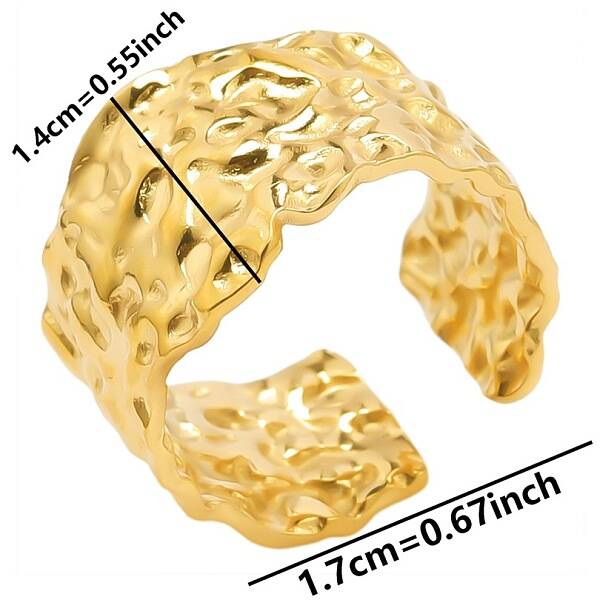 Textured 304 Stainless Steel Open Cuff Ring for Unisex