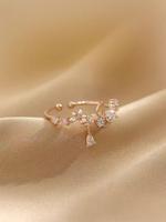Elegant Rhinestone Inlaid Butterfly Design Cuff Ring As Valentine's Gift, Fashion All-match Accessories for Women & Girls, Ma...