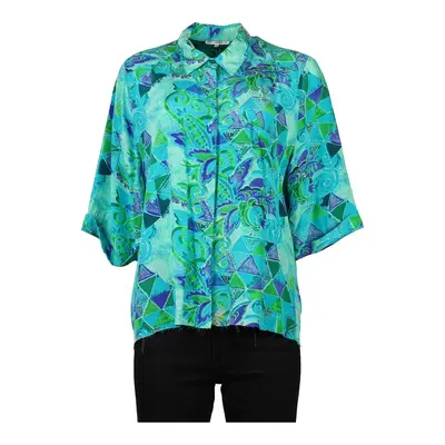 Unbranded Patterned Shirt - Large Blue Silk