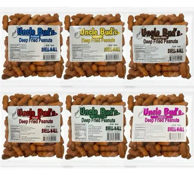 Uncle Bud's Deep Fried Peanuts - 6 Pack Sampler - Snack Protein
