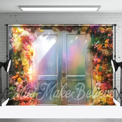 Fantasy Mottled Color Floral Wood Door Backdrop - Aperturee