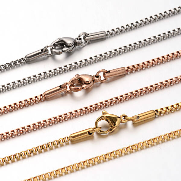 304 Stainless Steel Box Chain Venetian Chain Necklaces