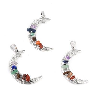 Natural Gemstone Chips Chakra Pendants