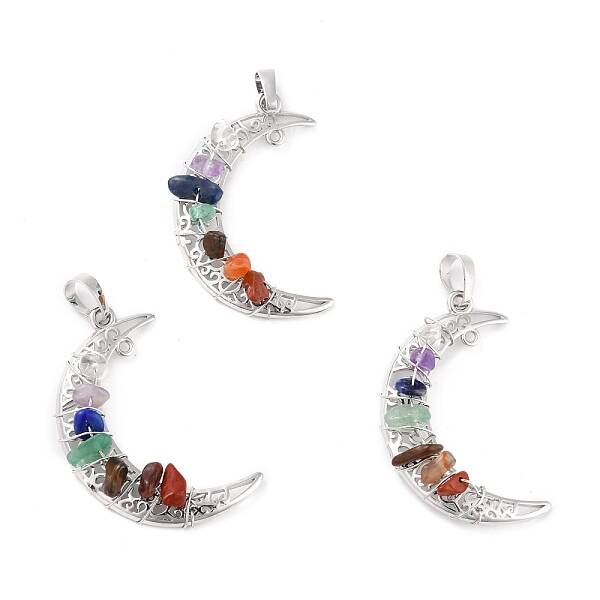 Natural Gemstone Chips Chakra Pendants