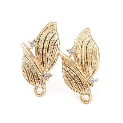 Brass with Clear Cubic Zirconia Stud Earring Findings