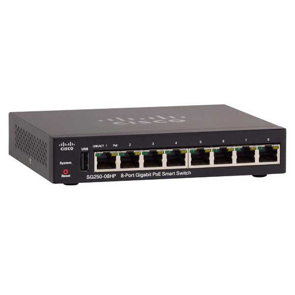 Cisco SG250-08HP-K9-NA | Small Business 250 Series SG250-08HP 8 x Ports PoE+ 10/100/1000Base-T Rack-Mountable Layer 2 Managed...