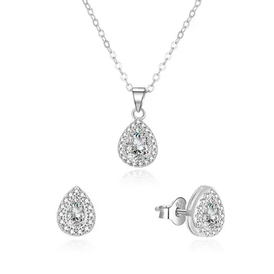 Beneto AGSET188R Dazzling Zirconia Set (Necklace, Earrings)