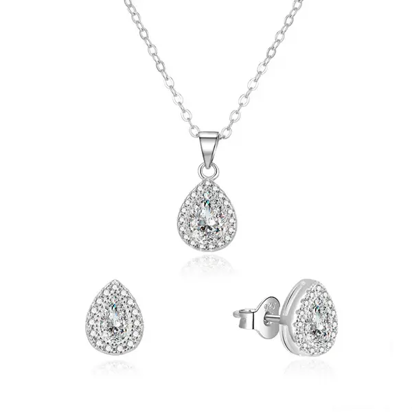 Beneto AGSET188R Dazzling Zirconia Set (Necklace, Earrings)