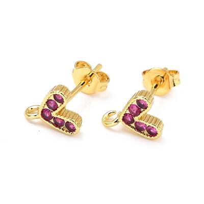 Brass Micro Pave Cubic Zirconia Stud Earrings Finding