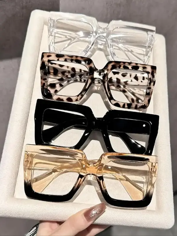 Simple Anti-blue Light Eyeglasses, Basic Square Frame Fashion Eyeglasses for Women & Men, Fashion Eyeglasses for Work, Daily ...