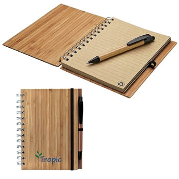 25 Customized Albany Bamboo Notebook & Pen - 80 Pages