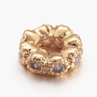 Brass Micro Pave Cubic Zirconia Beads