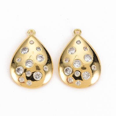 Brass Micro Pave Clear Cubic Zirconia Pendants