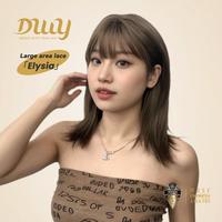 Elysia C-DWY Mid-length Straight Brown with Highlights Layered Hair with Air Bangs Glueless Synthetic Wig for Women 16 Inches