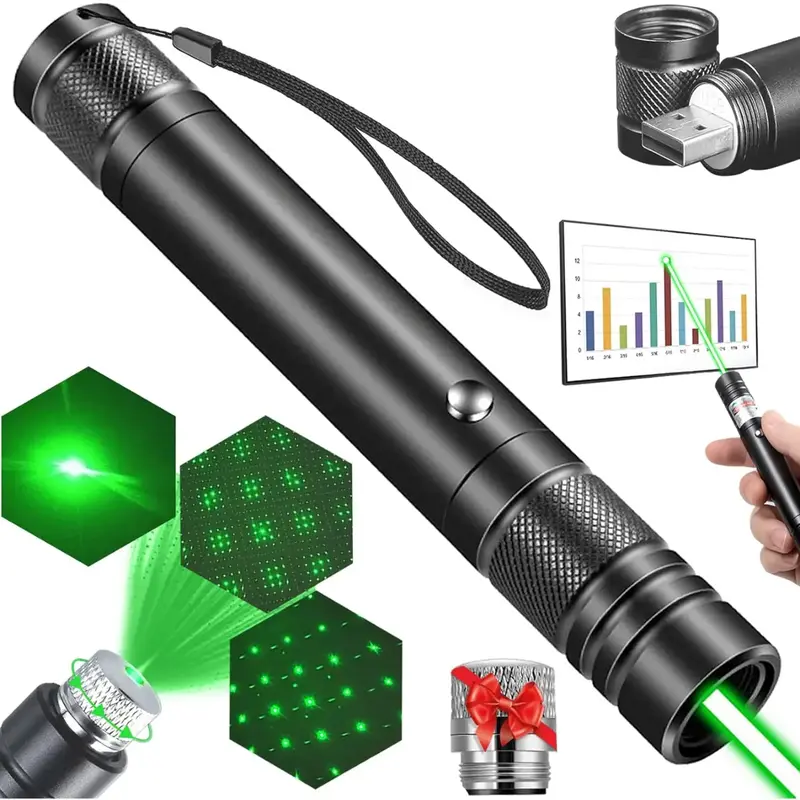 EntiretyGoods Portable Green Lazer Pointer Long Range Lazer Pointer USB Rechargeable Green Lazer Pointer for Presentations Ou...