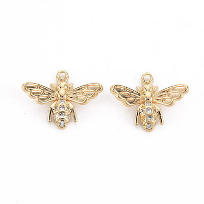 Brass Micro Pave Clear Cubic Zirconia Charms