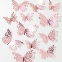 3D Hollow Out Wall Sticker, Creative Butterfly Design Decals, Decorative Paper Paster For Party Cake Home Decor, Sticker Dec...