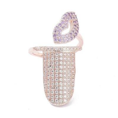 Brass Micro Pave Cubic Zirconia Fingernail Rings