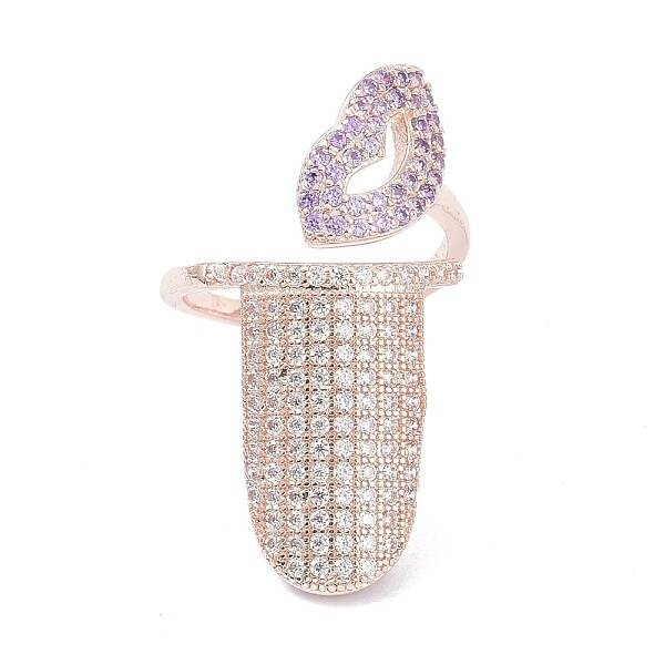 Brass Micro Pave Cubic Zirconia Fingernail Rings