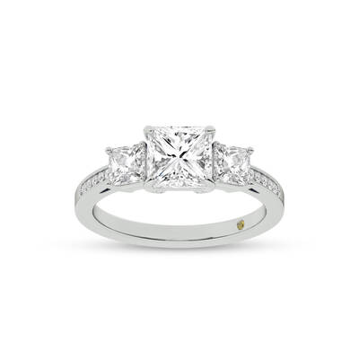 Sydney Three Stone Quarter Coverage Princess Cut Lab Diamond Engagement Ring | 10K White Gold 5 5/8 CT. TW.