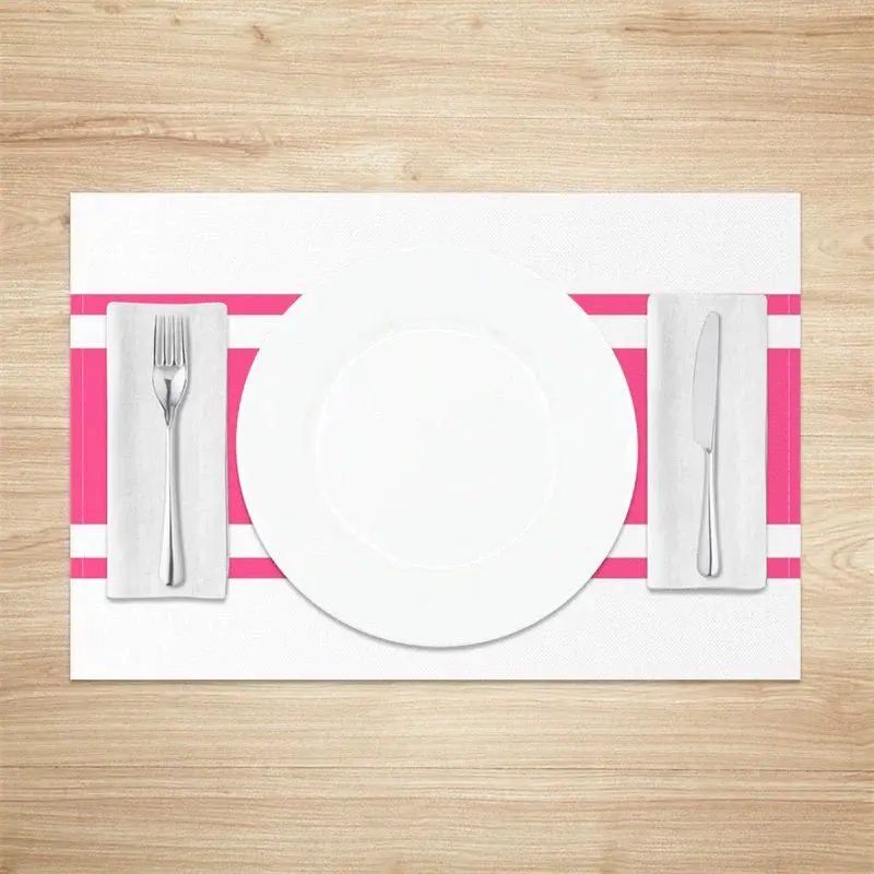 Pink And White Simple Fabric Set Of 4 Placemats - Aperturee