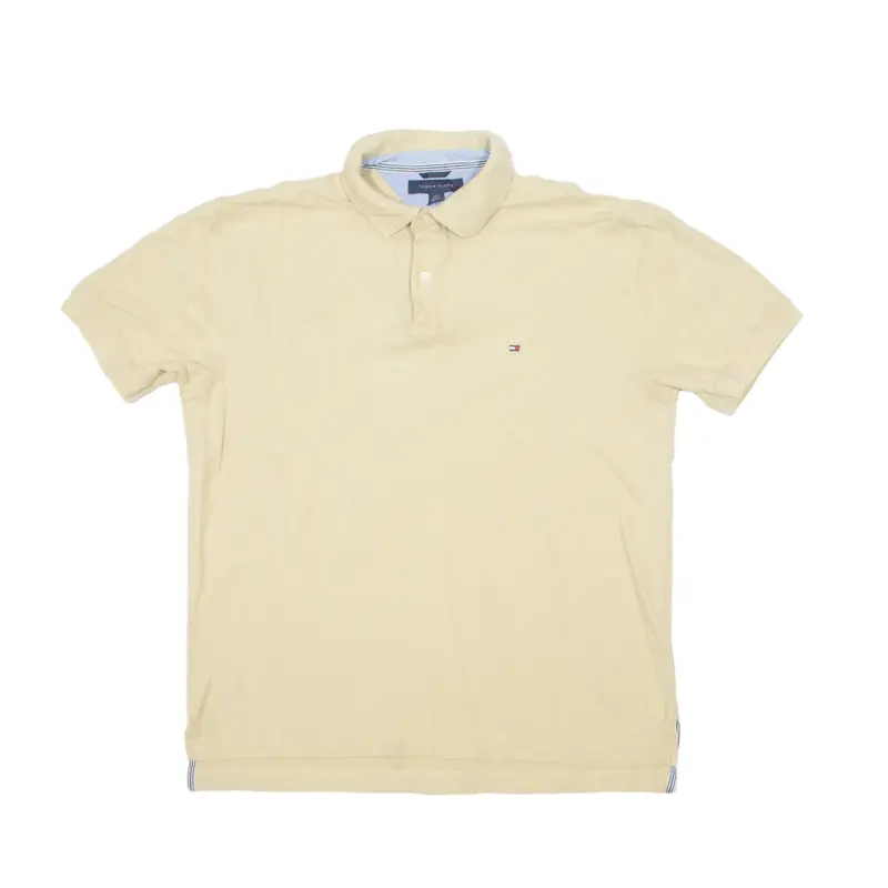 TOMMY HILFIGER Polo Shirt Beige Short Sleeve Mens L