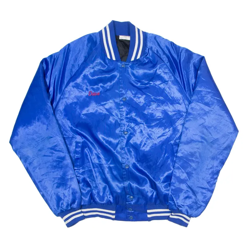 AURBURN SPORTSWEAR Bomber USA Jacket Blue Nylon 90s Mens M