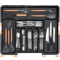 【SUHOPE】【Deal】 Silverware Organizer Expandable Kitchen Utensil Drawer Organizer with 9 Compartment Large Cutlery Orga...