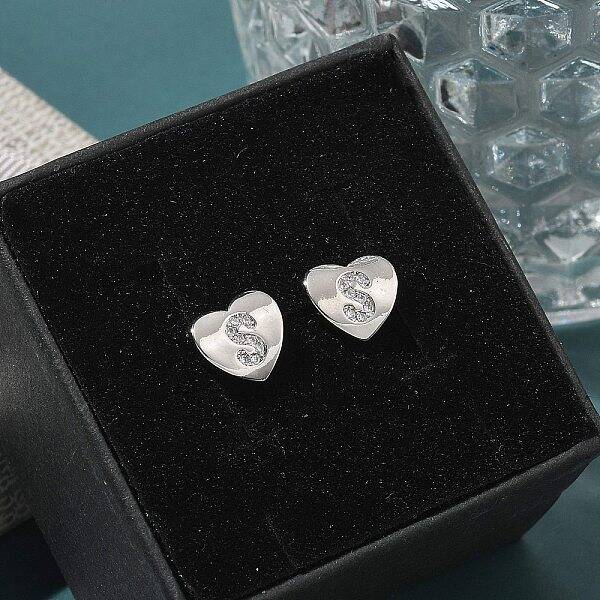 Rack Plating Brass Micro Pave Clear Cubic Zirconia Stud Earrings